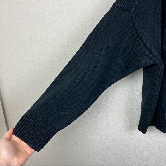 Quince Women's Large 100% Organic Cotton Boyfriend Crew Neck Sweater Black Knit - Picture 12 of 16